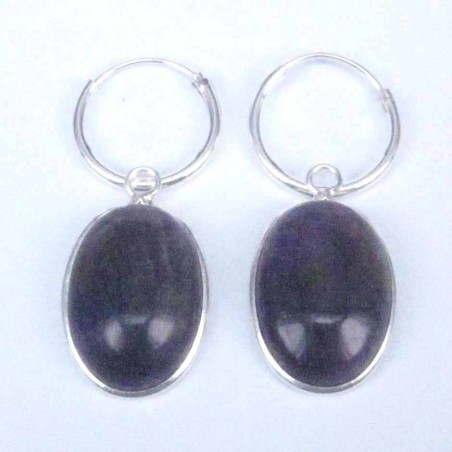 Earring Oval 10x14mm. Ametisth Stone Hoop