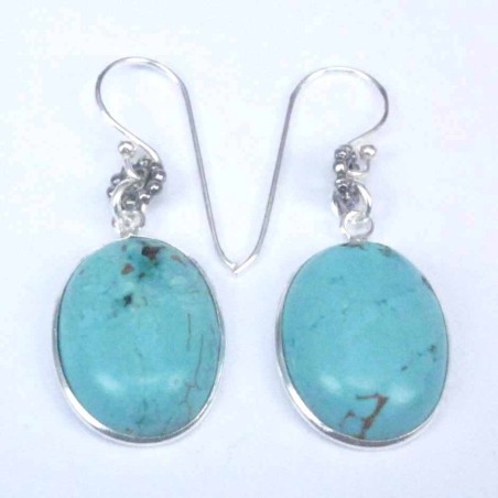 Earring Oval 12x16mm. Turquoise Stone Hoop