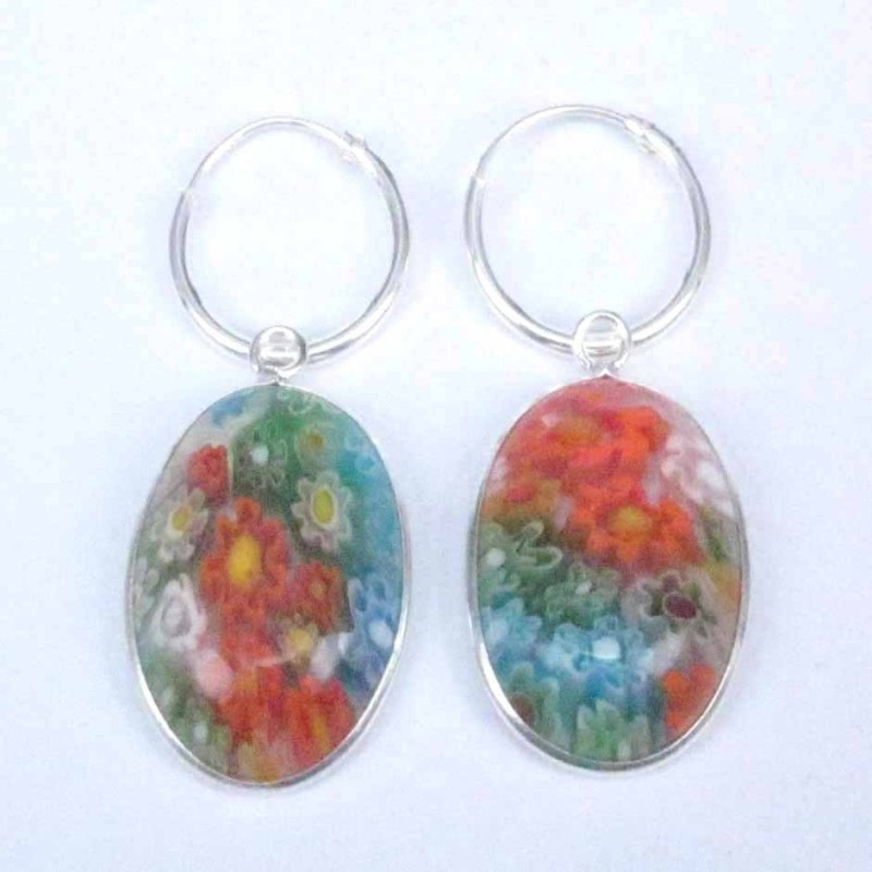 Earring Oval 13x18mm. Murano Stone Hoop Earring Oval 13x18mm. Murano Stone Hoop