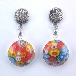 Earring Round +round 16mm. Murano Stone