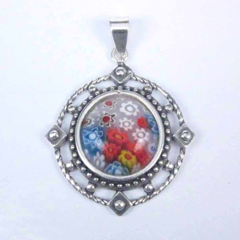 Pendant Round With Murano Stone