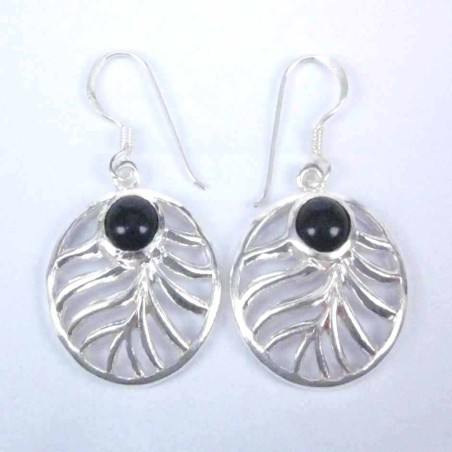 Earring Oval Onix Stone 12x16mm. hook