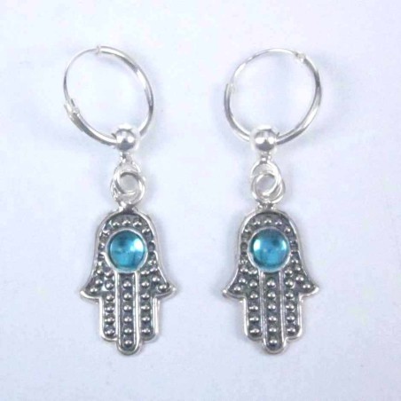 Earrings Hand With Stone Hoop