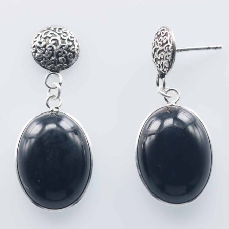 Earring Oval Onix Stone 12x16mm.