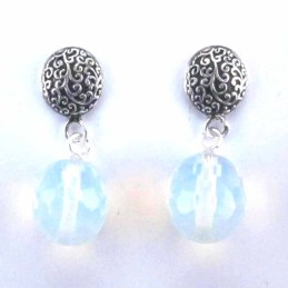 Earring with ball 10mm. Moon Stone Color