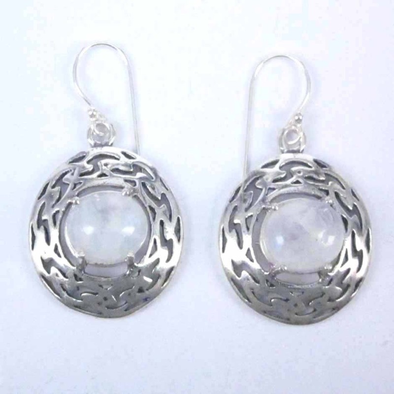 Earring Round Moon Stone Earring Round Moon Stone