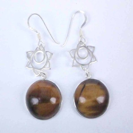 Earring Round Tiger Eye Stone