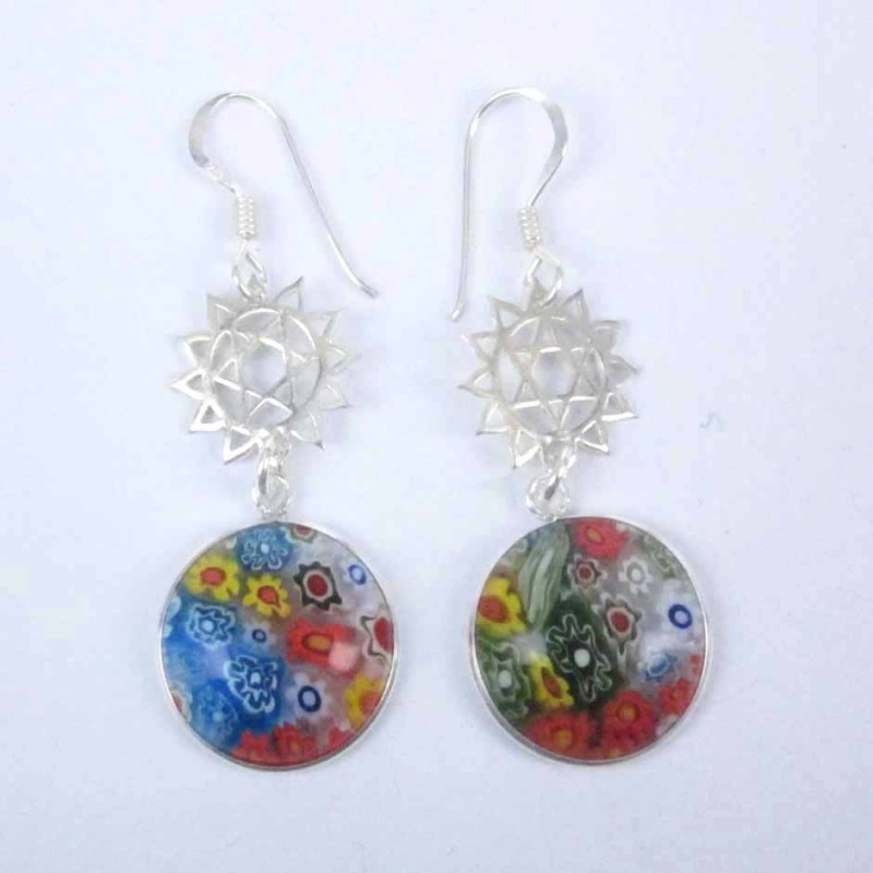 Earring round stone Murano