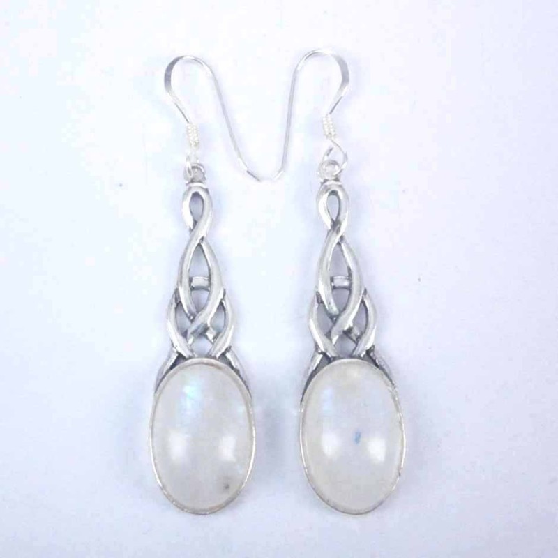 Earring Oval Moon Stone