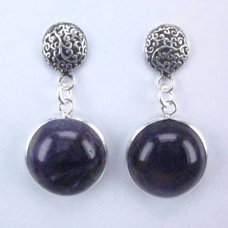 Earring Round Ametisth Stone