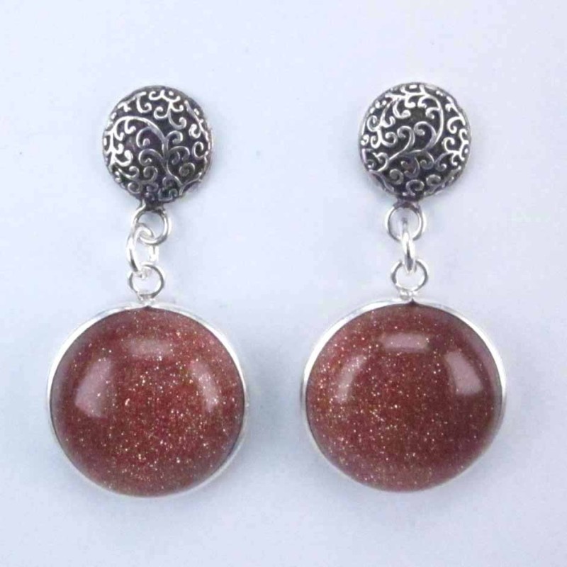 Earring Round Sun Stone