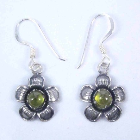 Earring Flower Hook Olivine Stone Color