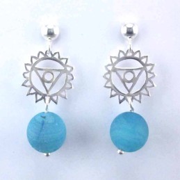 Earring Chakras with ball Agate Stone