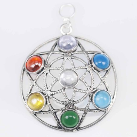 Pendant Round Chakras Stones