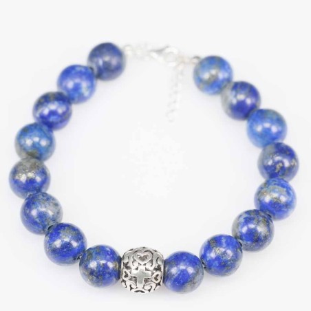 Bracelet Ball 10mm. Lapis Stone