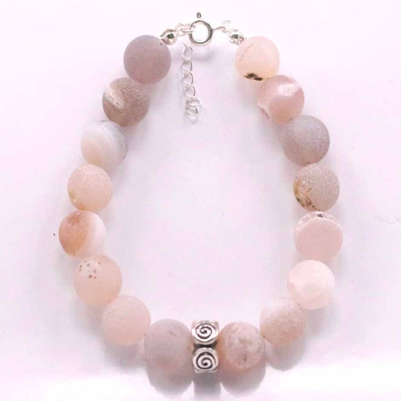 Bracelet Ball 10mm. Agate Spider Stone