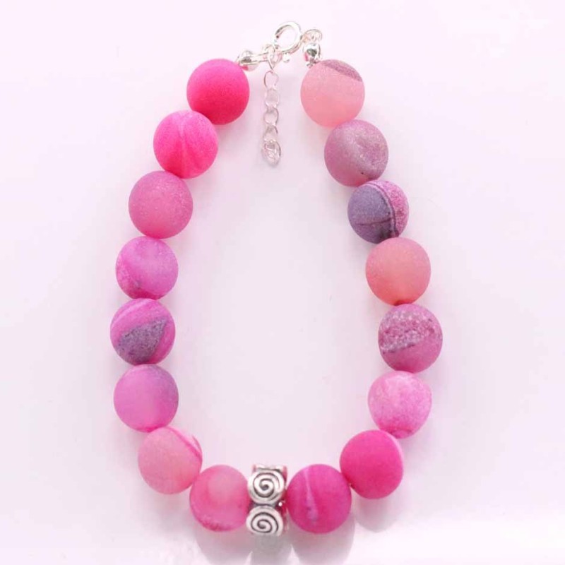 Bracelet Ball 10mm. Agate Spider Stone