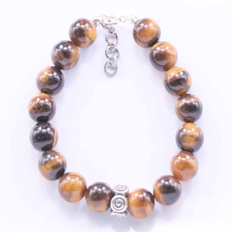 Bracelet Ball 10mm. Tiger Eye Stone