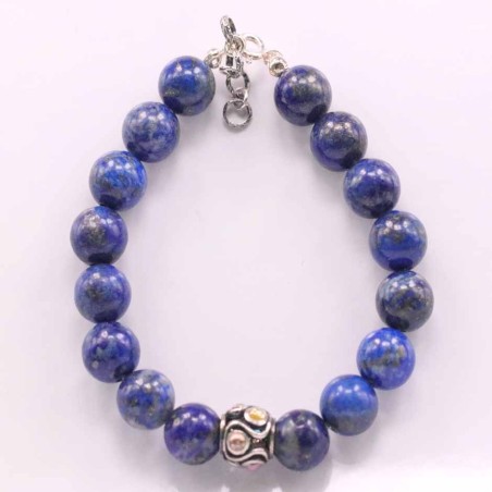 Bracelet Ball 10mm. Lapis Stone