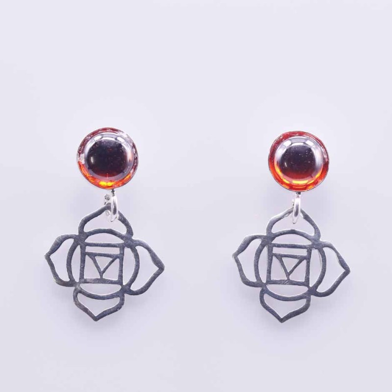 Earring Flower Chakras Stone