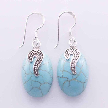 Earring Oval Turquoise Stone