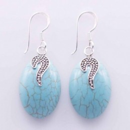 Earring Oval Turquoise Stone
