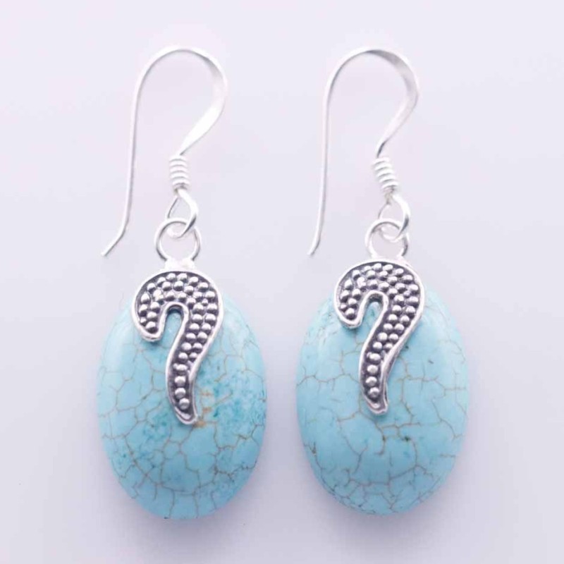 Earring Oval Turquoise Stone