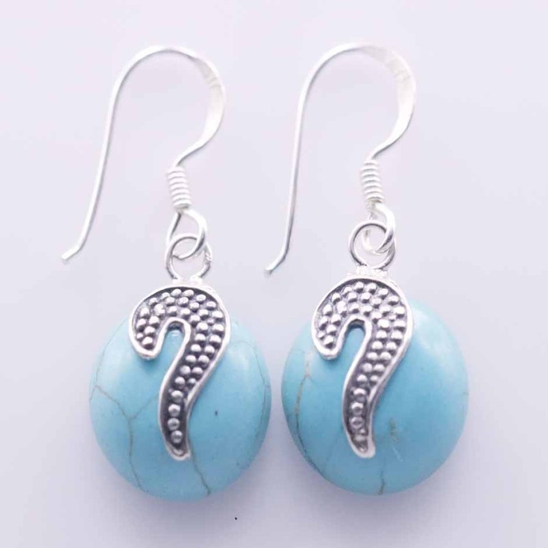 Earring Round Turquoise Stone