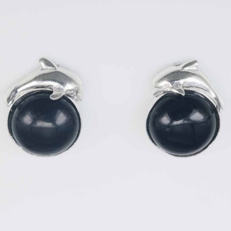 Earring Round Onix Stone