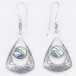 Earring Triangle 19x28mm. Abalon Shells