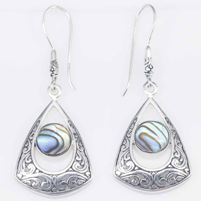 Earring Triangle 19x28mm. Abalon Shells