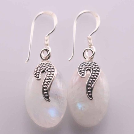 Earring Oval 12x16mm. Oval Moon Stone