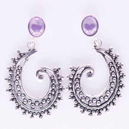 Earring Spiral with Amethyst Stone