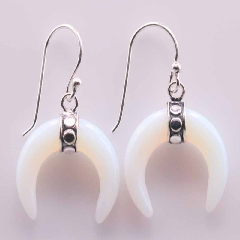 Earring Horn 22mm. Moon Stone Color