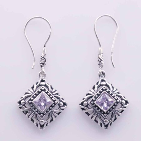 Earring Square 14mm. circonia