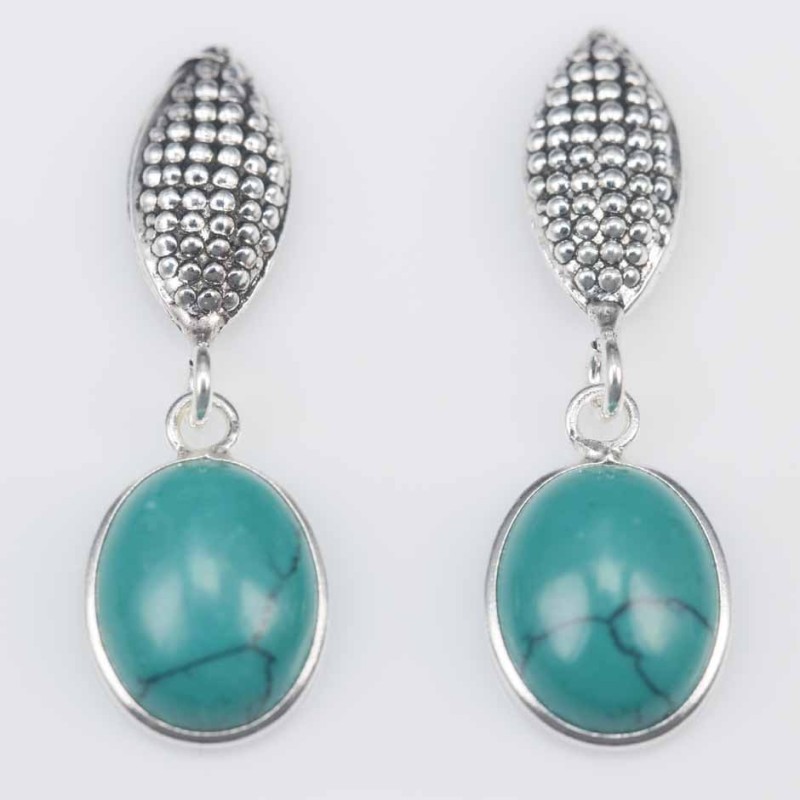Earring Oval 10x12mm. TorquoisStone Earring Oval 10x12mm. TorquoisStone
