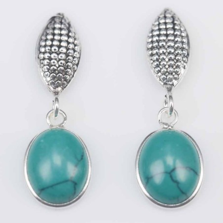 Earring Oval 10x12mm.  TorquoisStone