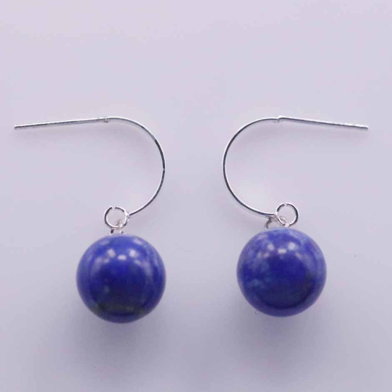 Earring Ball 10mm. Lapis Stone