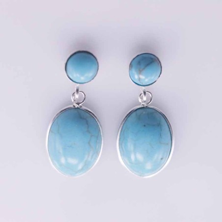 Earring Oval 6mm.11x14mm. Torquoise Stone Color