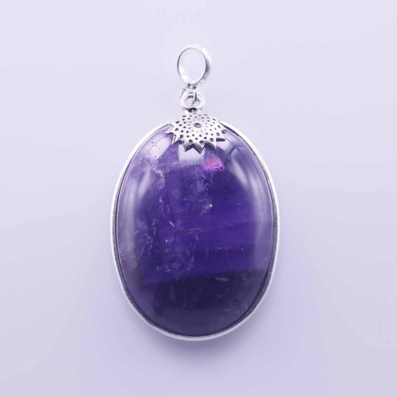 Pendant Oval 23x31mm. Amethyst Stone