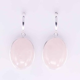Earring Oval 16x20mm. Rose Quart Stone Color