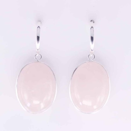 Earring Oval 16x20mm. Rose Quart Stone Color