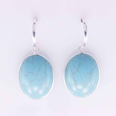 Earring Oval 15x20mm. Turquoise stone Color