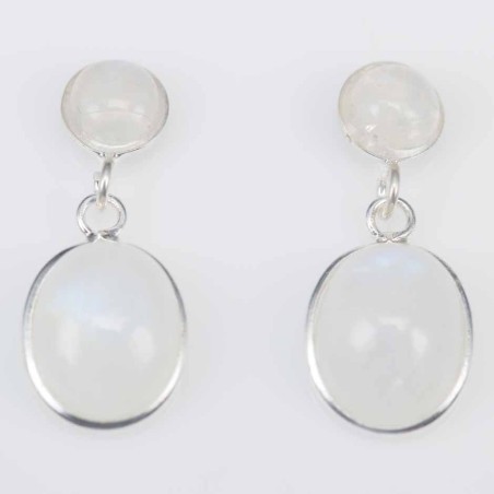 Earring Oval 6mm.+9x11mm. Moon Stone Color