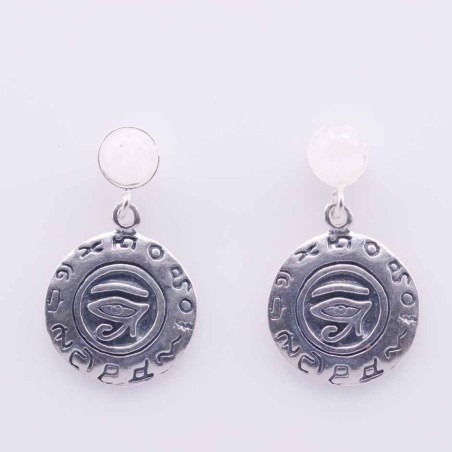 Earring Round 6mm.+14mm.Moon Stone Color