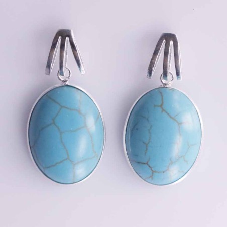 Earring Oval 15x20mm.Torquoise Stone Color