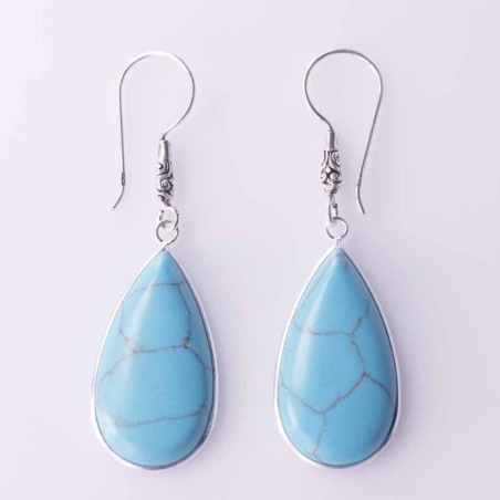 Earring Drop 15x27mm. Torquoise Stone Color