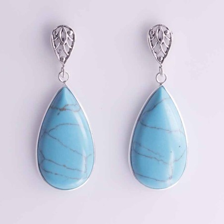 Earring Drop 15x26 mm. Torquoise Stone Color