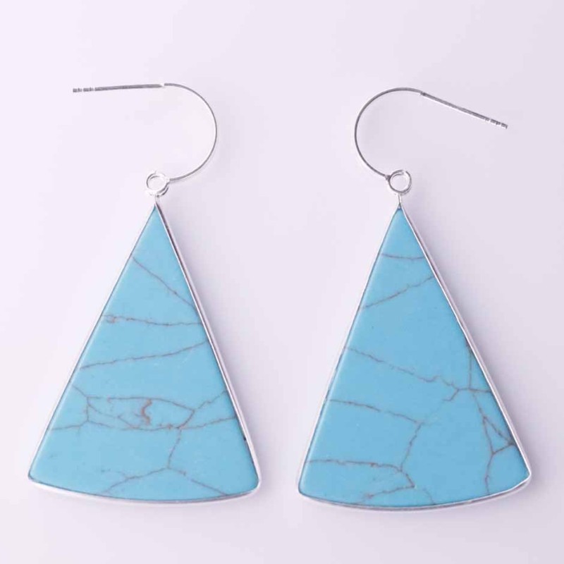 Earring Triangle 28x37mm. Torquoise Stone