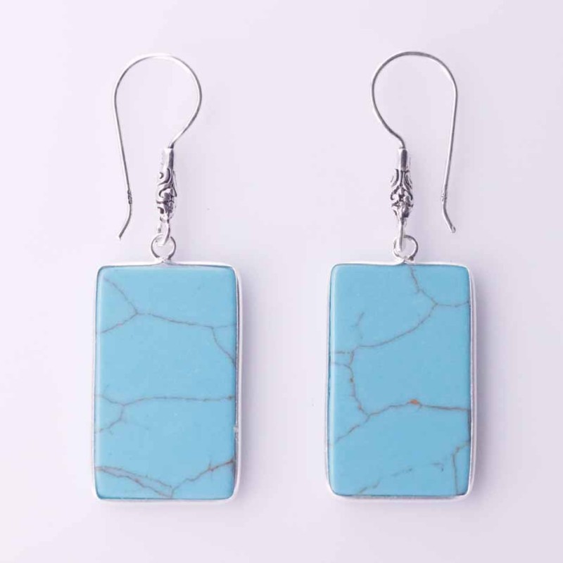 Earring Square 16x26mm. Torquoise Stone Earring Square 16x26mm. Torquoise Stone